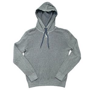 GAP Grey Cotton Long Sleeve Thermal Blue Drawstrings Hoodie Size Medium